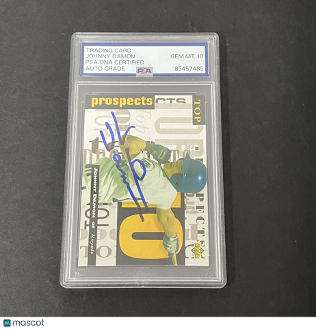 1993 Upper Deck #2 Johnny Damon Top 10 Prospects signed card PSA Auto 10 Royals