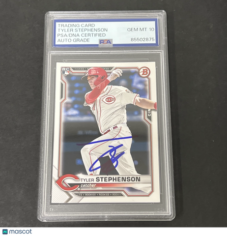 2021 Bowman #20 Tyler Stephenson Rookie signed card PSA Auto 10