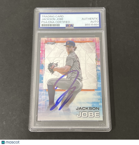 2022 Topps #44 Jackson Jobe Bowman Best Pink and Blue Refractor signed card PSA