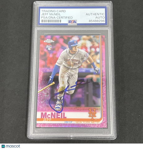 2019 Topps Chrome #152 Jeff Mcneil Pink Refractor signed card PSA