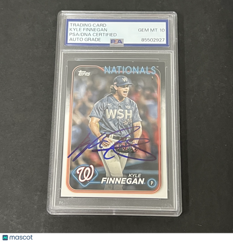2024 Topps Series 1 #153 Kyle Finnegan signed card PSA Auto 10 Nationals