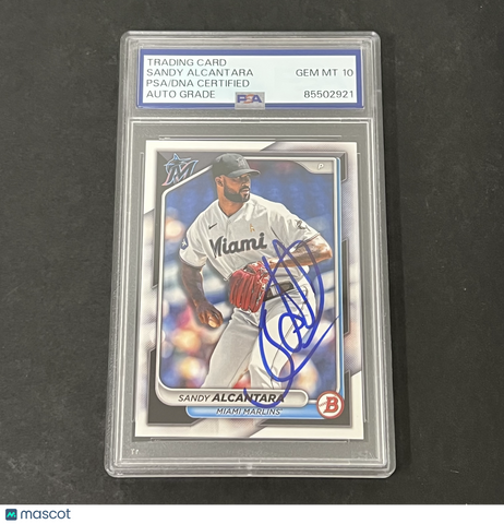 2024 Bowman #8 Sandy Alcantara signed card PSA Auto 10