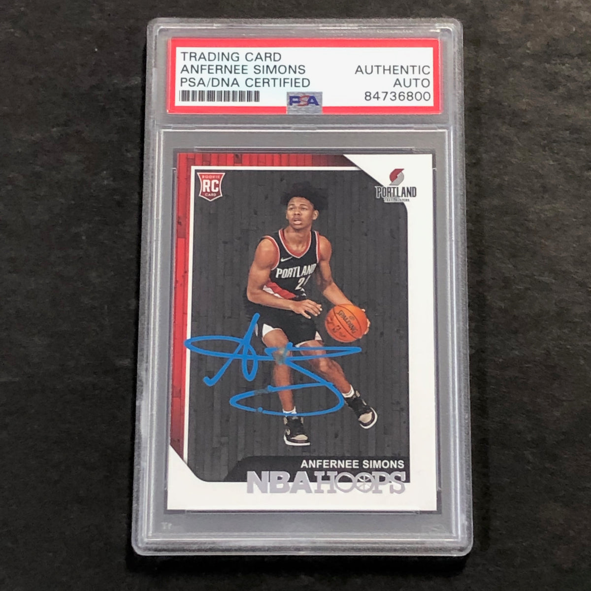 2018-19 NBA Hoops #277 ANFERNEE SIMONS Signed Rookie Card AUTO PSA Slabbed  RC Blazers