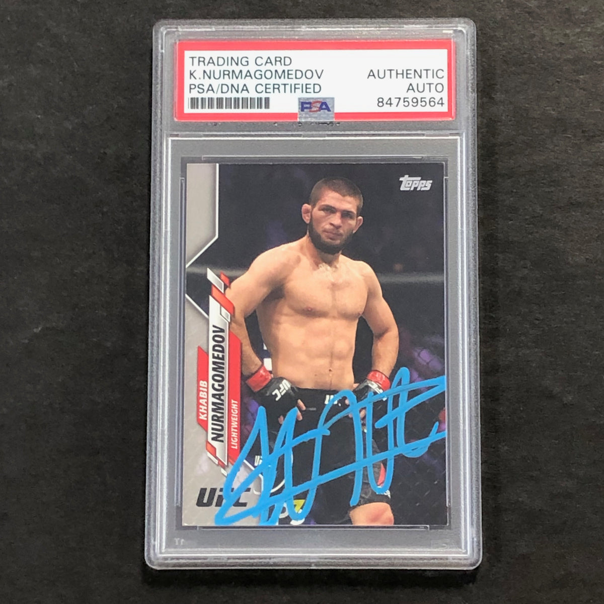 2020 UFC Topps #69 Khabib Nurmagomedov Signed Card AUTO 10 PSA