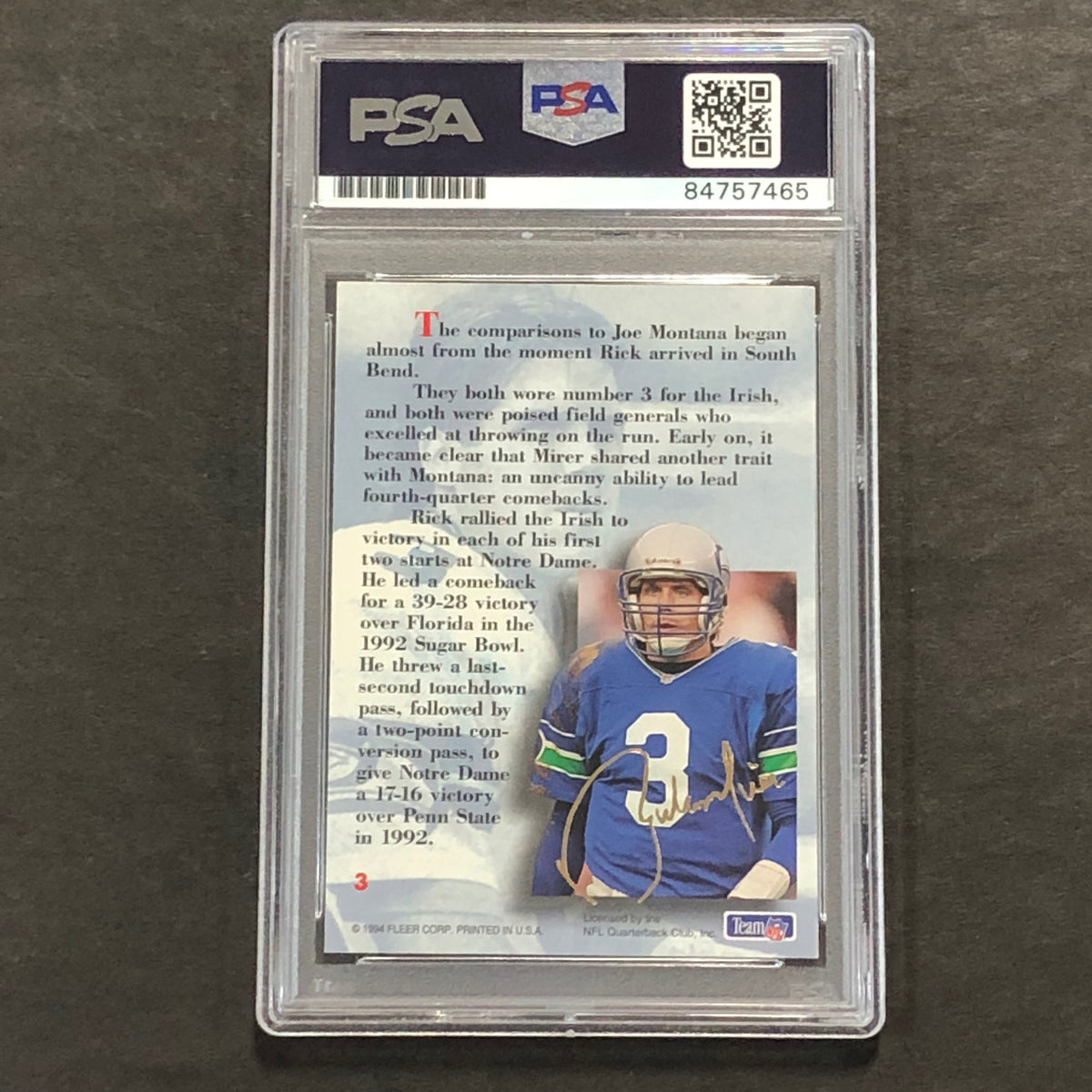 Rick Mirer Autographed Card (Seattle Seahawks) - California Sports Cards