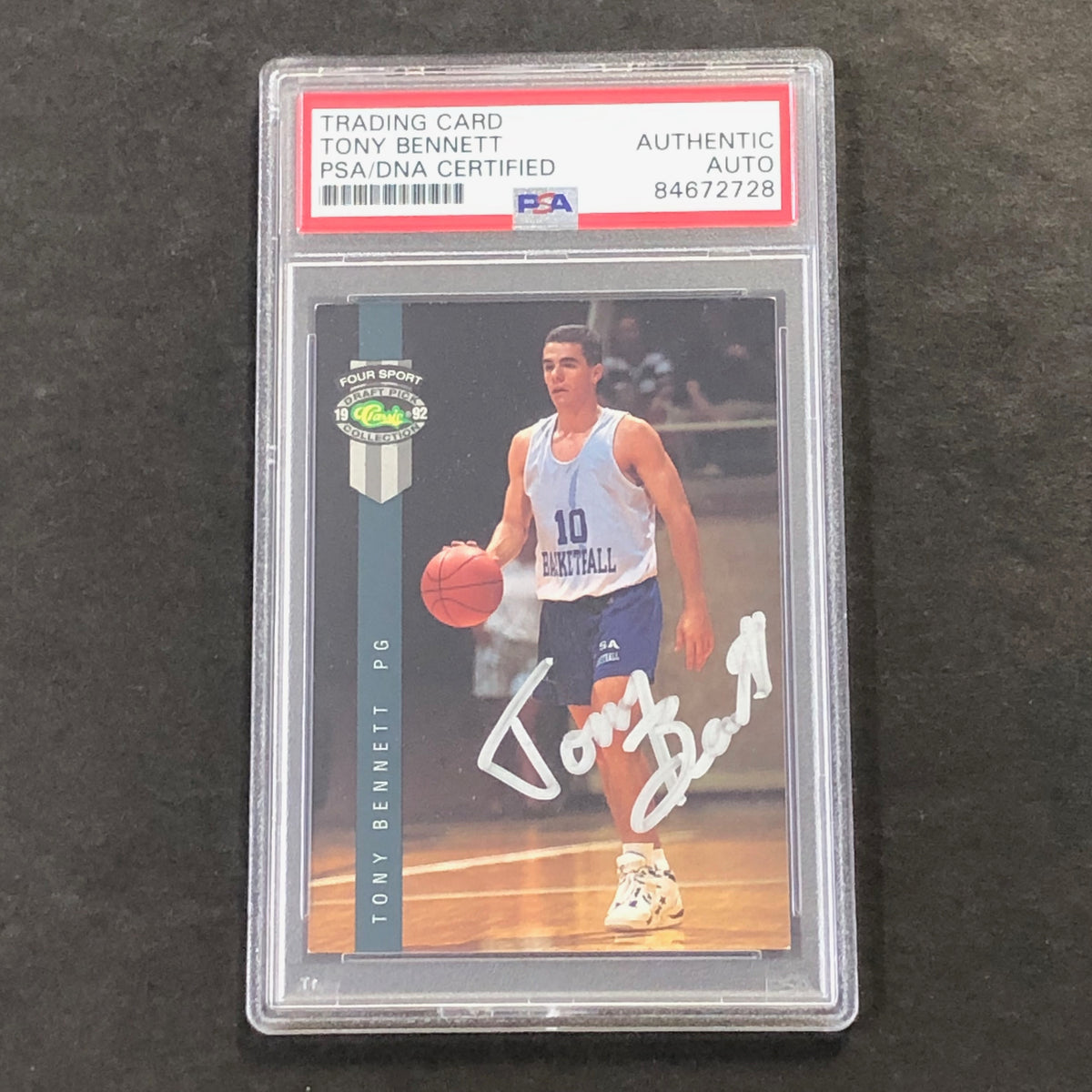 1992 Classic Draft Picks 4 Tony Bennett Signed Card Slabbed PSA