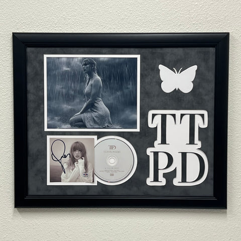 Taylor Swift Signed CD Cover Framed PSA/DNA The Tortured Poets Department TTPD