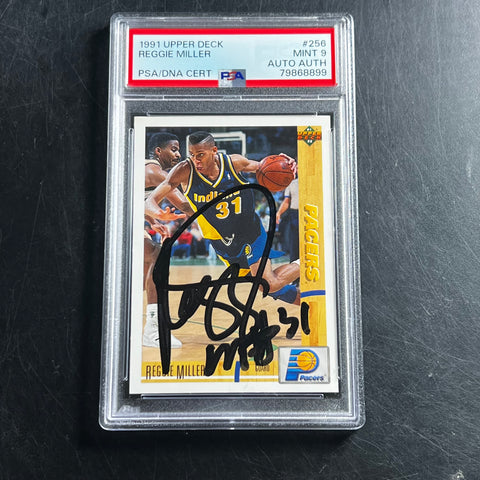 1991 Upper Deck #256 Reggie Miller Signed Card AUTO Authentic MINT 9 PSA Slabbed Pacers