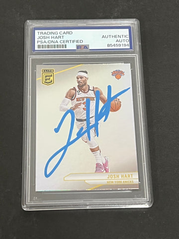 2023-24 Panini Donruss Elite #50 JOSH HART Signed Card AUTO 10 PSA Slabbed Knicks
