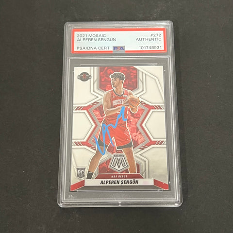 2021-22 Panini Mosaic #272 Alperen Sengun Signed Card PSA Slabbed RC