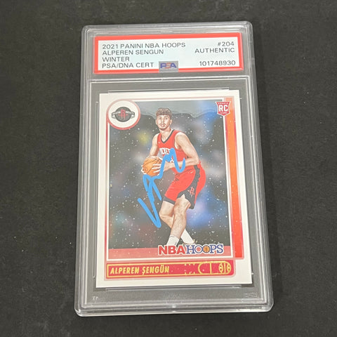 2021-22 Panini NBA Hoops Winter #204 Alperen Sengun signed Card PSA AUTO Slabbed RC Rockets