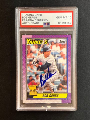 1989 Topps All Star Rookie #481 Bob Geren Signed Card PSA Slabbed Auto 10 Yankees