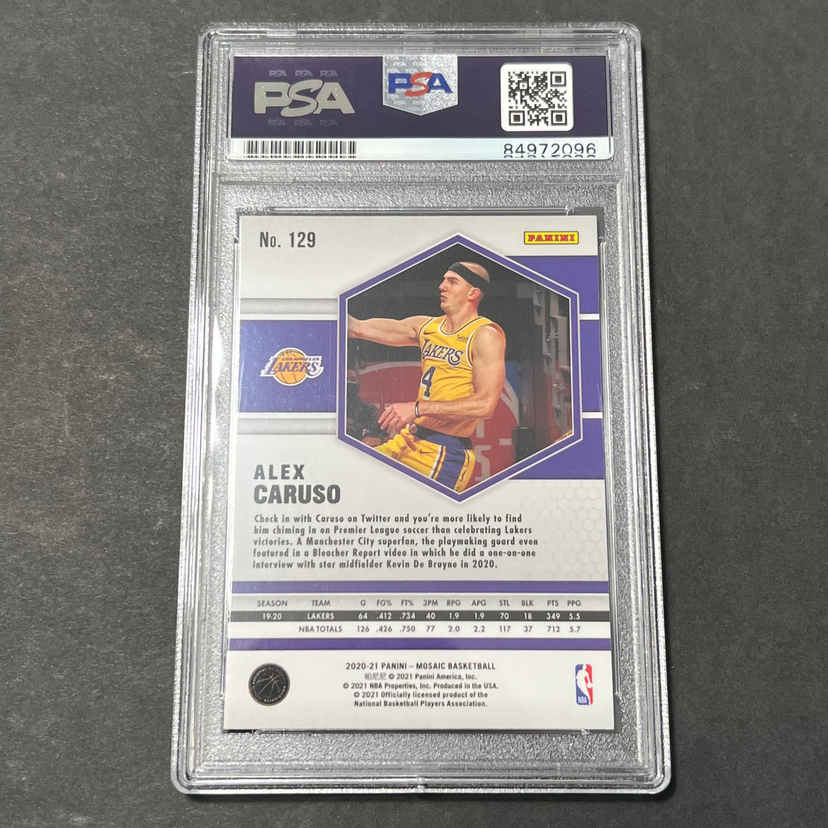 2020 Panini Mosaic #129 Alex Caruso Signed Card AUTO PSA Slabbed 