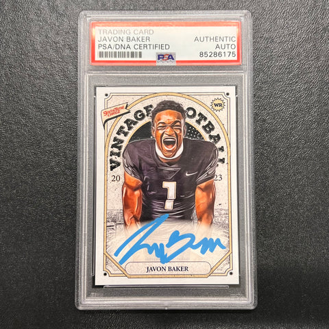 2023 Gametime Vintage Football #GTJB Javon Baker Signed Card AUTO PSA Slabbed Patriots UCF RC