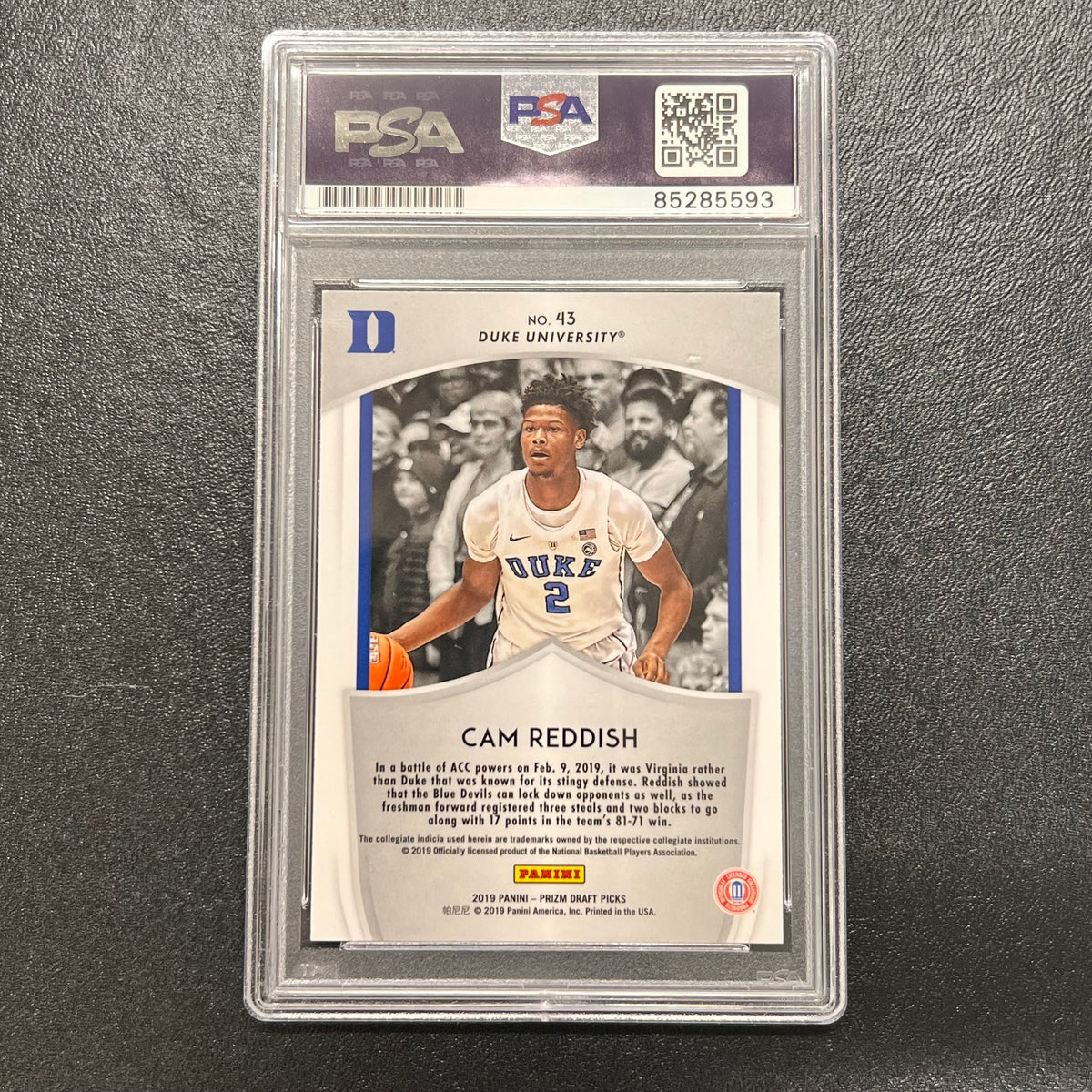 2019 Panini Prizm #43 Cam Reddish Signed Card AUTO PSA Slabbed