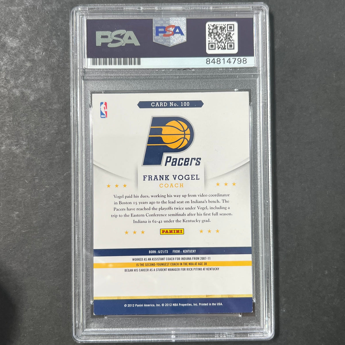 2012-13 NBA Hoops #100 Frank Vogel Signed Card AUTO 10 PSA