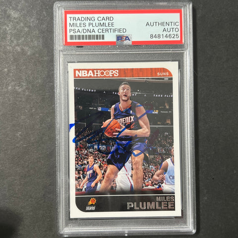 2014-15 NBA Hoops #26 Miles Plumlee Signed Card AUTO PSA Slabbed Suns