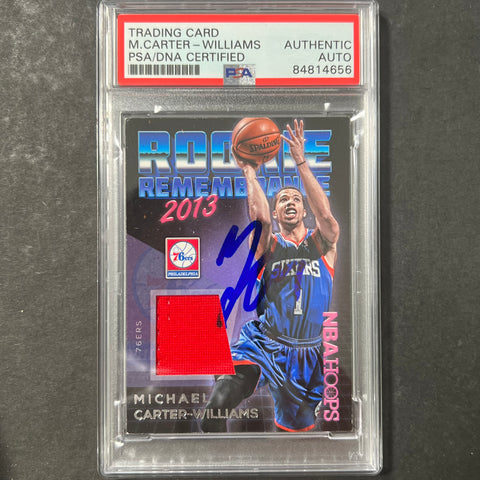 2016-17 Panini Hoops #44 Michael Carter-Williams Signed Card AUTO PSA Slabbed Sixers