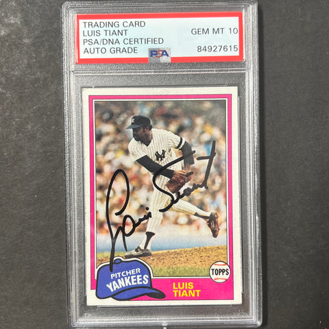 1981 Topps #627 Luis Tiant signed card PSA/DNA AUTO 10 Slabbed Yankees
