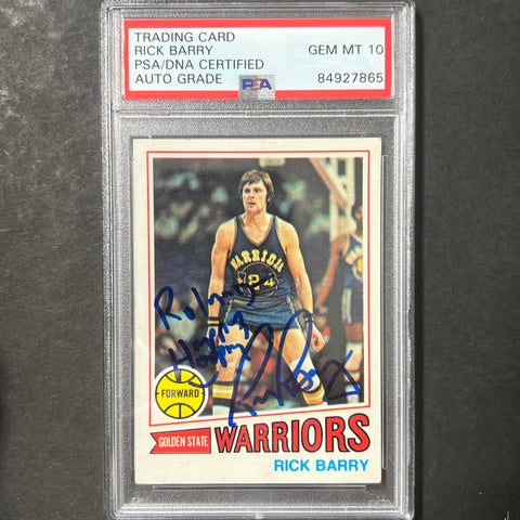 1977 Topps #130 Rick Barry Signed Card AUTO 10 PSA Slabbed Warriors