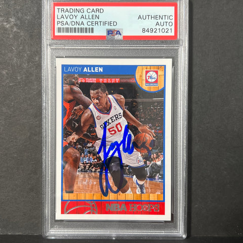2013-14 PANINI Hoops #8 LAVOY ALLEN Signed Card AUTO PSA Slabbed 76ers