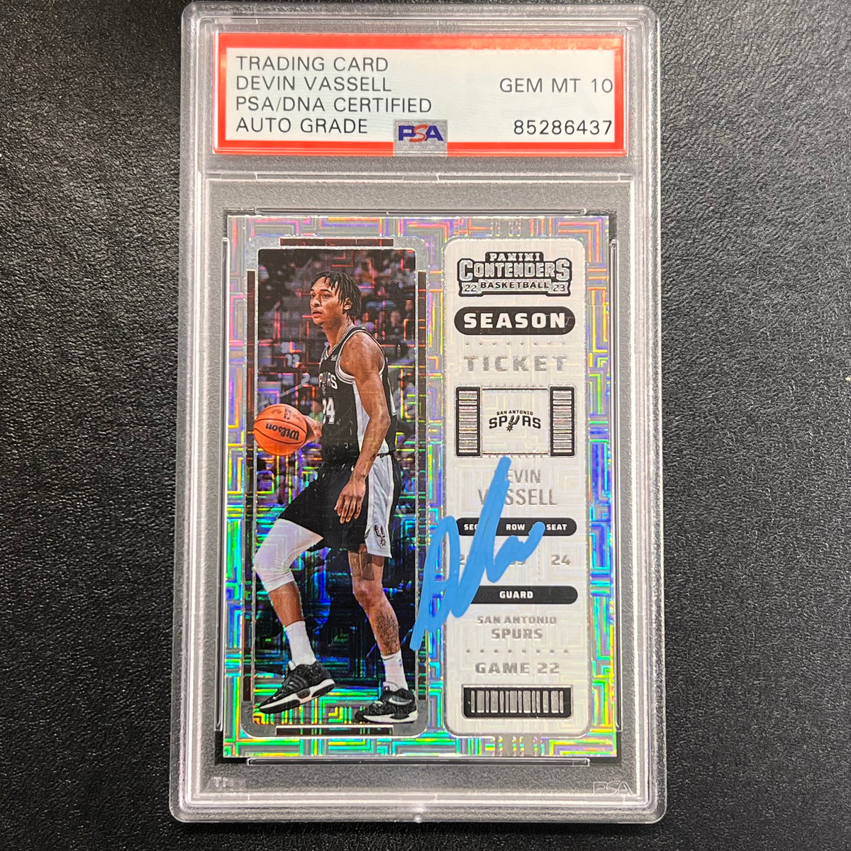 PSA AU 2024 Will Poulter 1/1 直筆サインカード 2022-23 Panini Contenders #78 Devin Vassell Signed Card AUTO 10