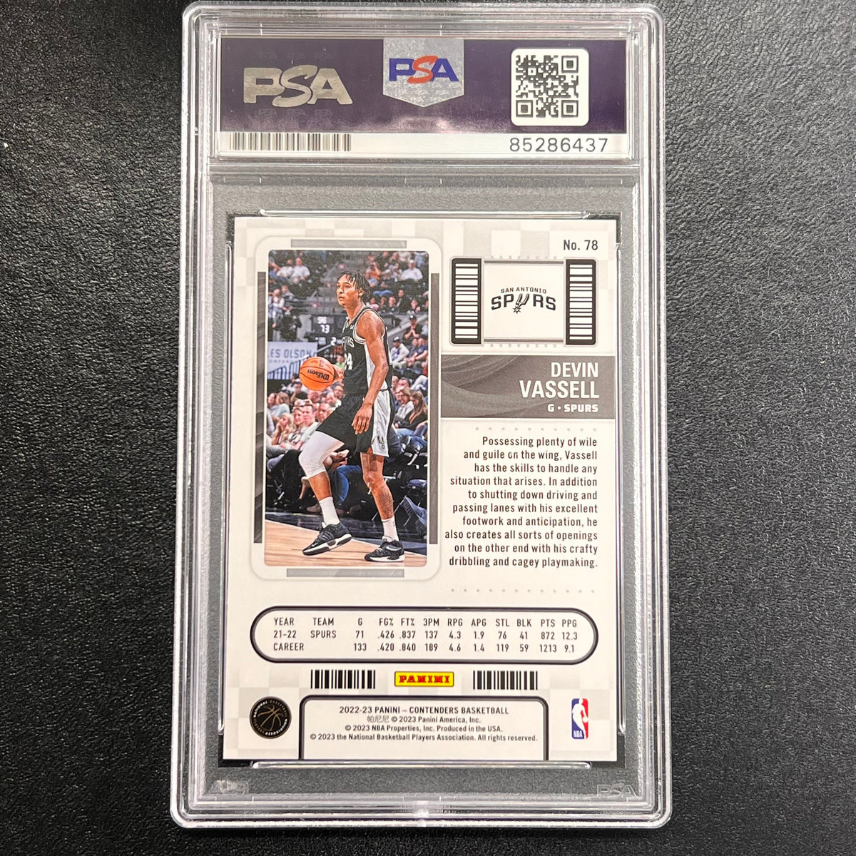 2022-23 Panini Contenders #78 Devin Vassell Signed Card AUTO 10