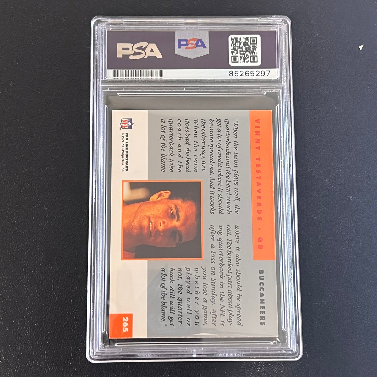 TIOT レドスタ ゴニ サイン 1991 NFL Pro Line Portraits #265 Vinny Testaverde Signed Card PSA