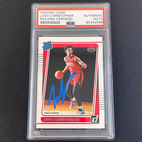 2021-22 Panini Donruss Rated Rookie #250 Josh Christopher Signed Card AUTO PSA Slabbed Rockets