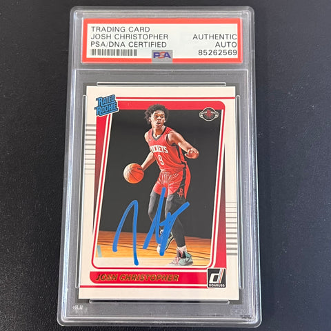 2021-22 Panini Donruss Rated Rookie #250 Josh Christopher Signed Card AUTO PSA Slabbed Rockets