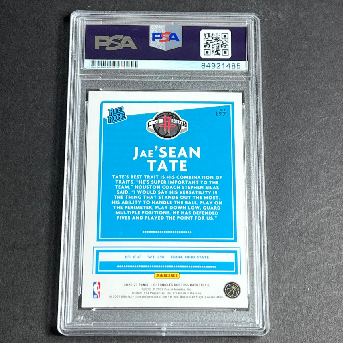 2020-21 Panini Chronicles #197 JAE'SEAN TATE Signed Card AUTO PSA