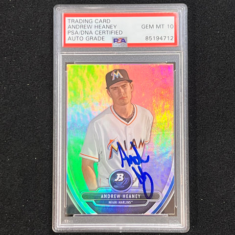 2013 Topps #BPP87 Andrew Heaney Signed Card PSA Slabbed AUTO 10 Marlins