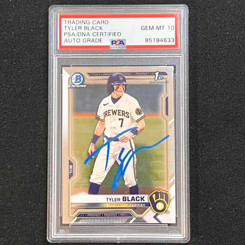 2022 Topps #BDC-200 Tyler Black Signed Card AUTO 10 PSA Slabbed Brewers