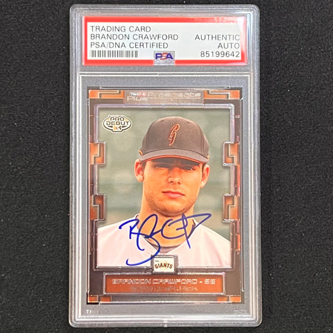 2008 Tristar Products Plus #101 Brandon Crawford signed card PSA AUTO Slabbed RC Giants