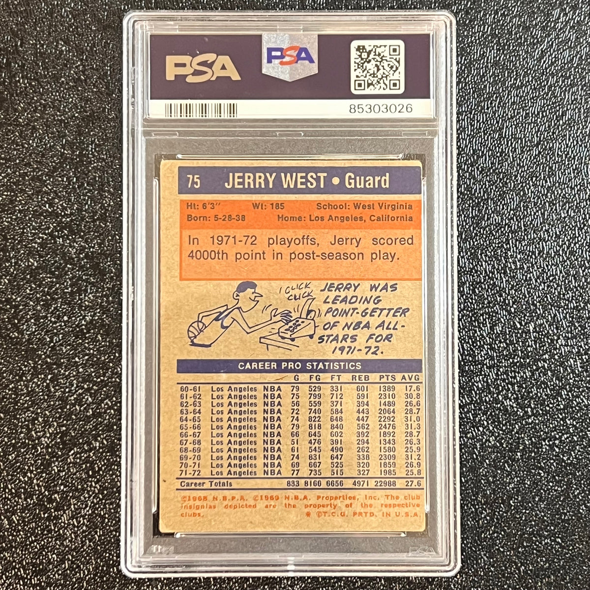 1972 Topps #75 JERRY WEST Signed Card Authentic AUTO 9 PSA Slabbed