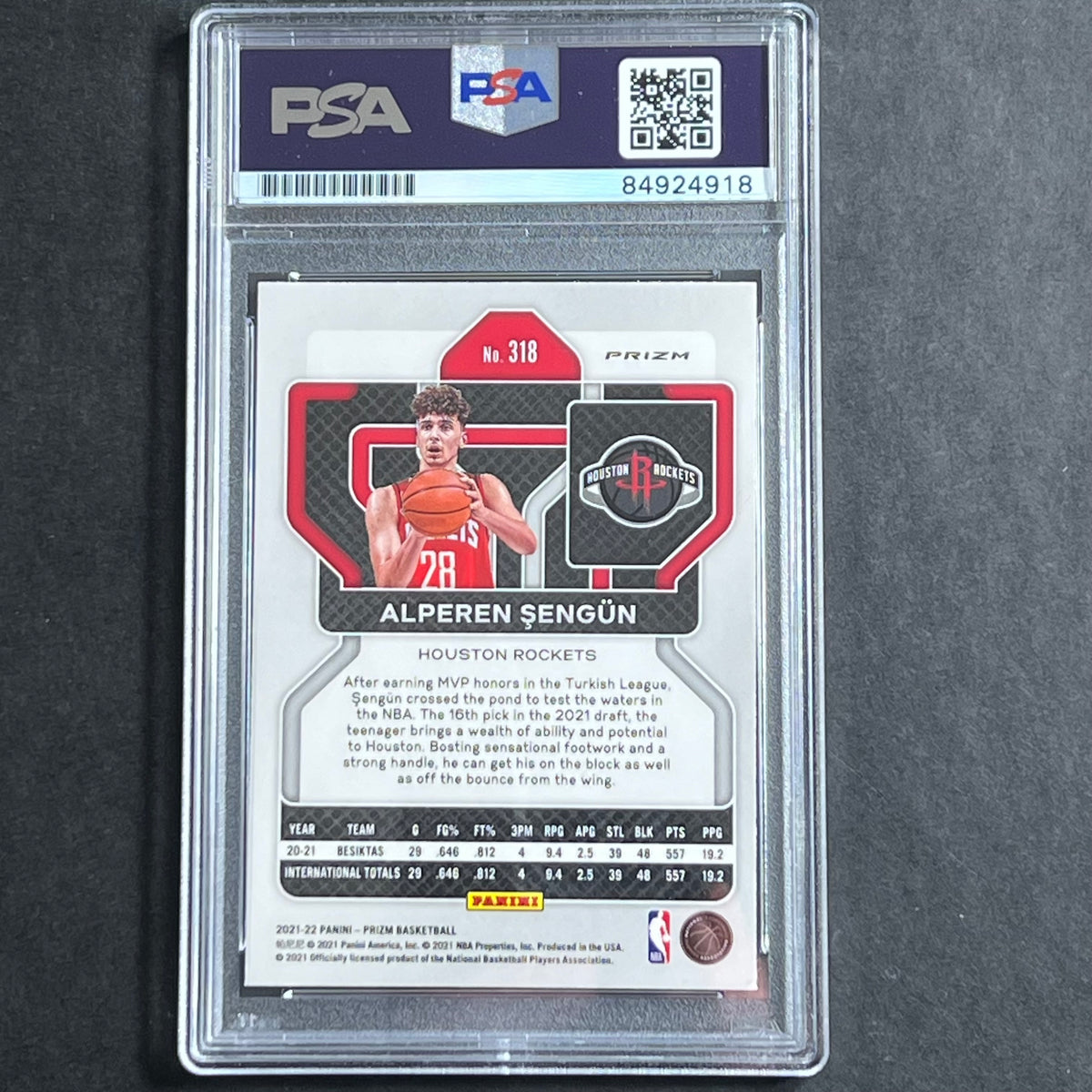 2021-22 Panini Prizm Red White Blue #318 Alperen Sengun Auto Grade 