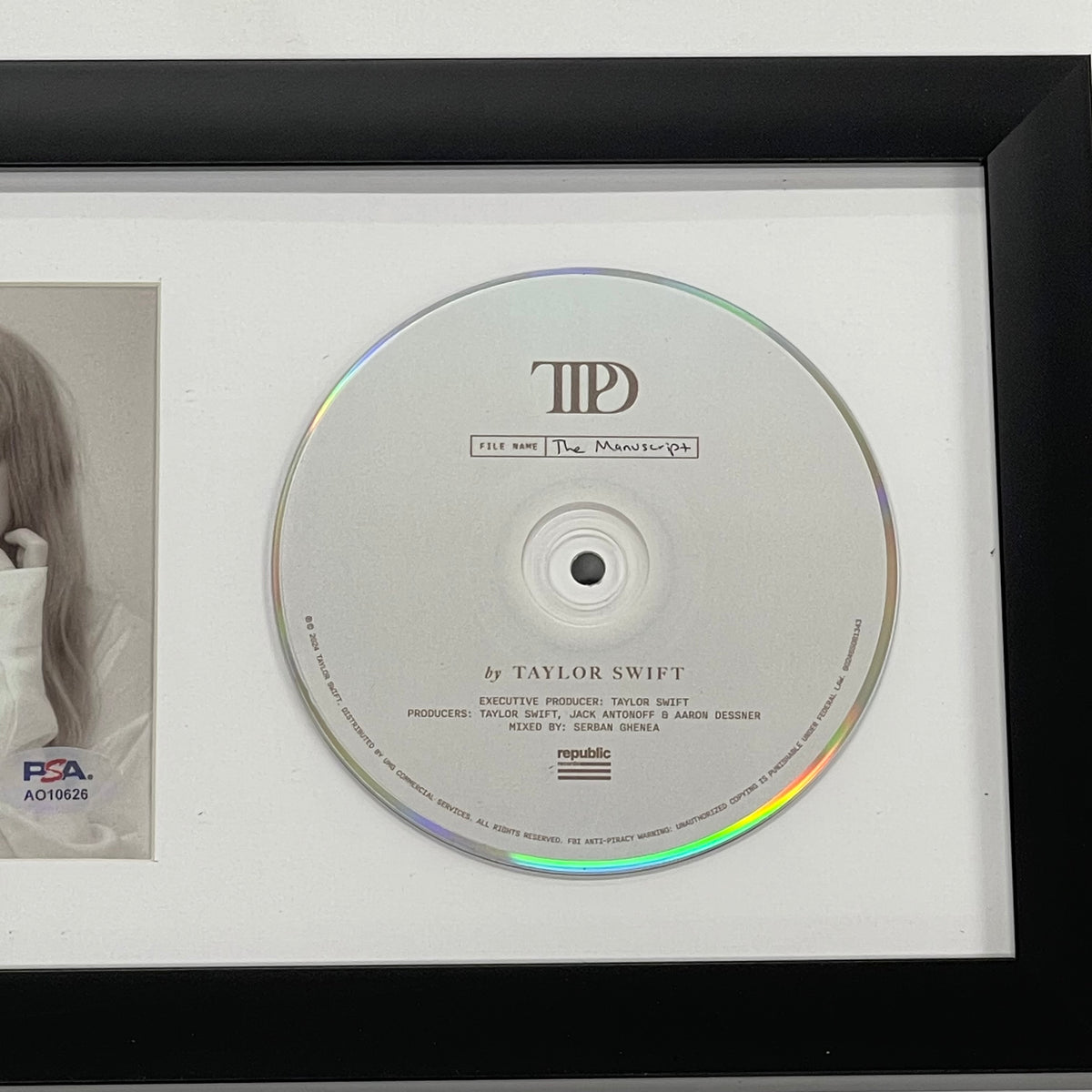 Taylor Swift Signed CD Cover Framed PSA/DNA The Tortured Poets