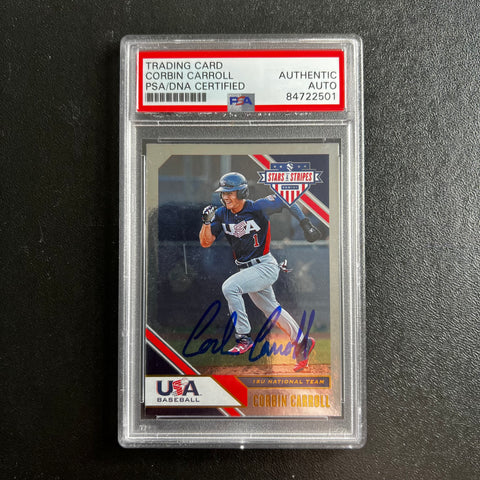 2020 Panini Stars and Stripes #96 signed by Corbin Carroll PSA/DNA Arizona Diamondbacks Autographed