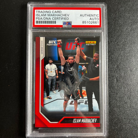 2021 Panini Instant #26 Islam Makhachev Signed Card AUTO PSA Slabbed