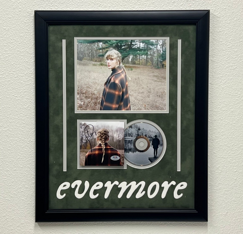 Taylor Swift Signed CD Cover Framed PSA/DNA Evermore Autographed