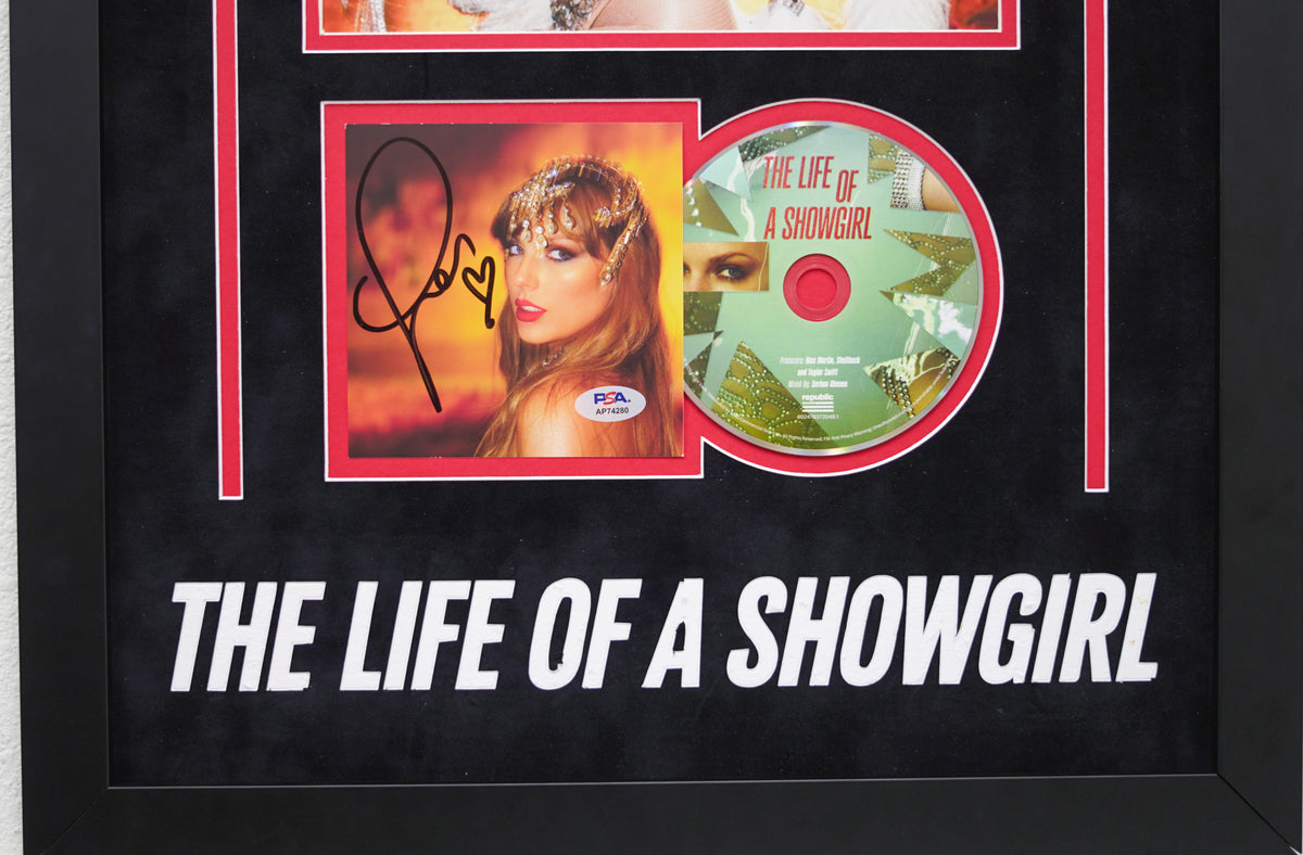 Taylor Swift Signed The Life of a Showgirl CD Cover Framed 18x22