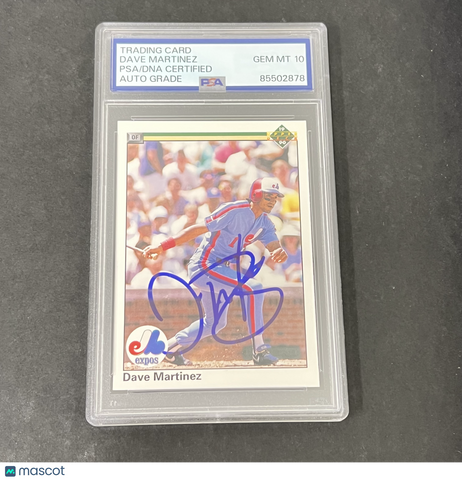 1990 Upper Deck #470 Dave Martinez signed card PSA Auto 10 Expos