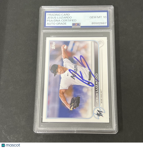 2022 2023 Topps Series 1 #11 Jesus Luzardo signed card PSA Auto 10 Marlins