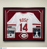 Pete Rose Signed Custom Framed Jersey Rose Auth Cincinnati Reds