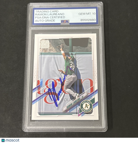 2021 Topps Series 2 #613 Ramon Laureano signed card PSA Auto 10