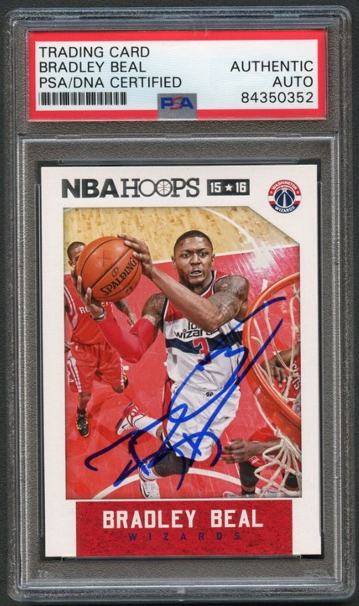 2015-16 NBA Hoops #192 Bradley Beal Signed Card AUTO PSA Slabbed Wizards