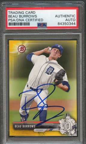 2017 Bowman Yellow #BP9 Beau Burrows Signed Card PSA Slabbed Auto Tigers