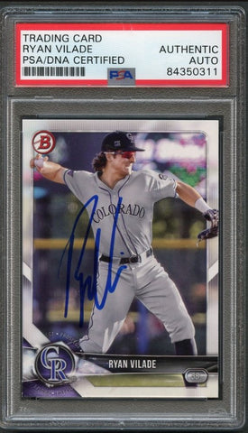 2018 Bowman #BP92 Ryan Vilade Signed Card PSA Slabbed Auto Rockies