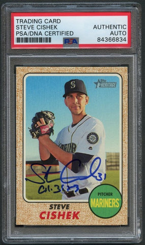 2017 Topps Heritage High Numbers #668 Steve Cishek Signed Card PSA Slabbed Auto Mariners