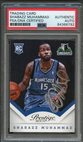 2013-14 Panini Prestige #174 Shabazz Muhammad Signed Rookie Card AUTO PSA Slabbed RC Timberwolves